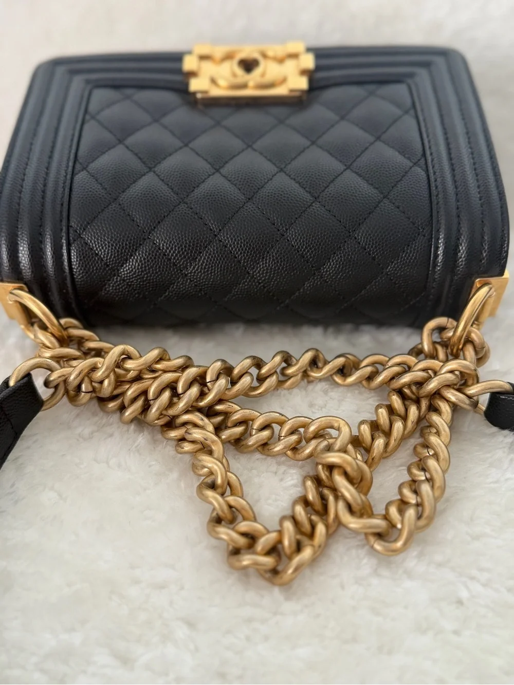 CHANEL Boy Small Black Caviar leather